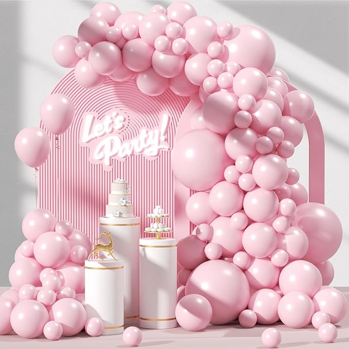 120pcs Light Pink Balloon Arch Kit, 18 12 10 5 inch Pastel Pink Latex Balloons Different Sizes Baby Pink Balloon Garland for Bridal Baby Shower Gender Reveal Birthday Party Decorations