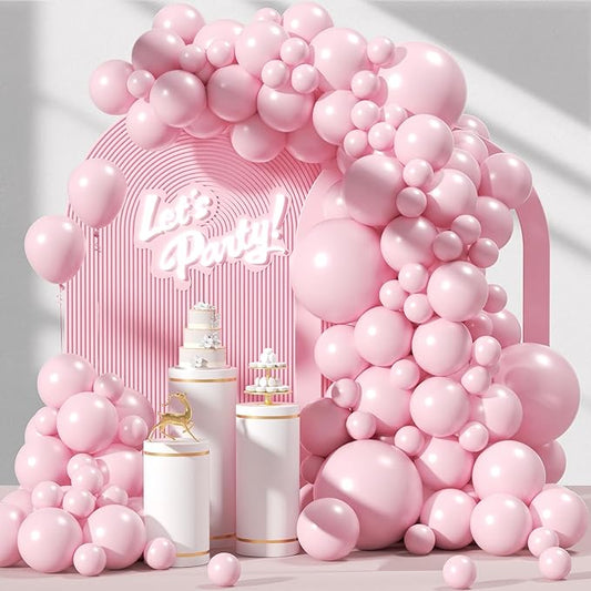 120pcs Light Pink Balloon Arch Kit, 18 12 10 5 inch Pastel Pink Latex Balloons Different Sizes Baby Pink Balloon Garland for Bridal Baby Shower Gender Reveal Birthday Party Decorations