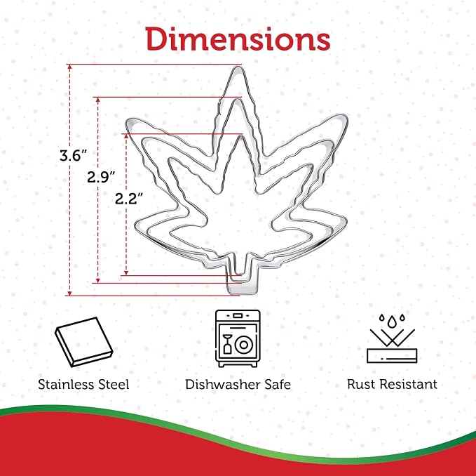 Hemp Marijuana Leaf Cookie Cutter Set – Sharp & Stainless Steel Cooking Utensils – A Fun Fit for Sandwiches, Pancakes, Fruits & Crafts – Dishwasher-Safe 3-Piece Bakery Supplies by Sweet Cookie Crumbs