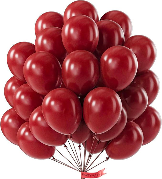 PartyWoo Burgundy Balloons 100pcs 12 Inch Dark Red Maroon Ruby Red Latex Helium Balloons for Graduation Valentine's Day Wedding Anniversary Casino Citizenship Christmas Party Decorations Red-Y75