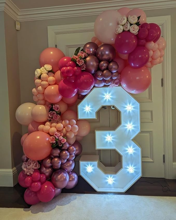 Pink Balloon Arch Kit, 152Pcs Hot Pink Metallic Pink Shades of Pink and Confetti Balloon Garland kit, Different Size Balloons for Girl Birthday Baby Shower Princess Wedding Party Decorations