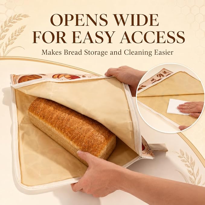 Beeswax Bread Bags For Sourdough, 2 Pack 17x13" Xl Reusable Wide-Opening Bread Bag For Homemade Bread, Loaf Guard Bread Bags Cotton Bread Storage Bags With Handles And Date Labels