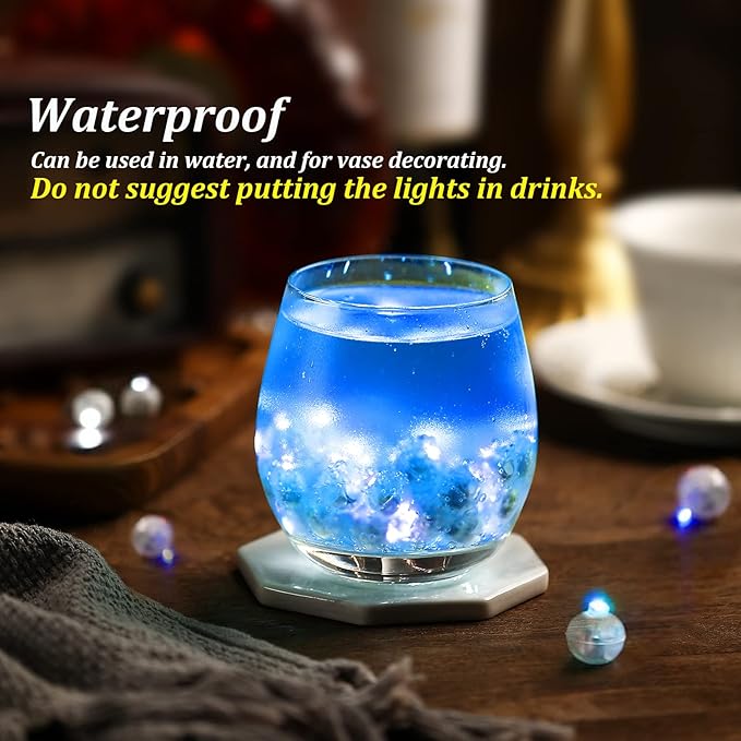 ZGWJ 200PCs Blue Balloon Lights Mini, Battery Powered, Long Standby Time Waterproof Tiny Led Round Light for Paper Lantern Balloon Party Easter Eggs Wedding Christmas Halloween Decorations