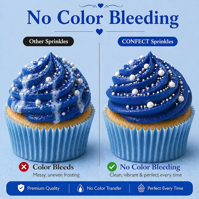 Confect White Pearl Christmas Sprinkles – Frozen & Earthday Sprinkles – Edible Cake Topping for Cupcakes, Cookies, Desserts – Celebration Baking Decoration – Vegan, Gluten-Free, Nut-Free, Soy-Free, Dairy-Free , Handcrafted Sprinkle – 5 Oz