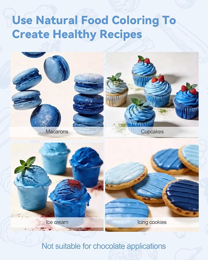 Dye-Free Food Coloring, Natural Food Coloring Gel No Artificial Dyes, Non-Toxic, Natural Food Dye for Icing, Frosting, Cake Decorating, 40 Milliliters - Blue