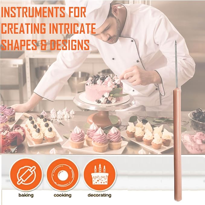 A2Z-Cookie Scribe Tool Stir Needle Cookie Decorating Tool, DIY Baking Pin Whisk Spatula Stainless Steel Needle Biscuit Shaping Icing Pin Scribe Modeling Tool - for Icing & Fondant Shaping (12 Pcs STR)
