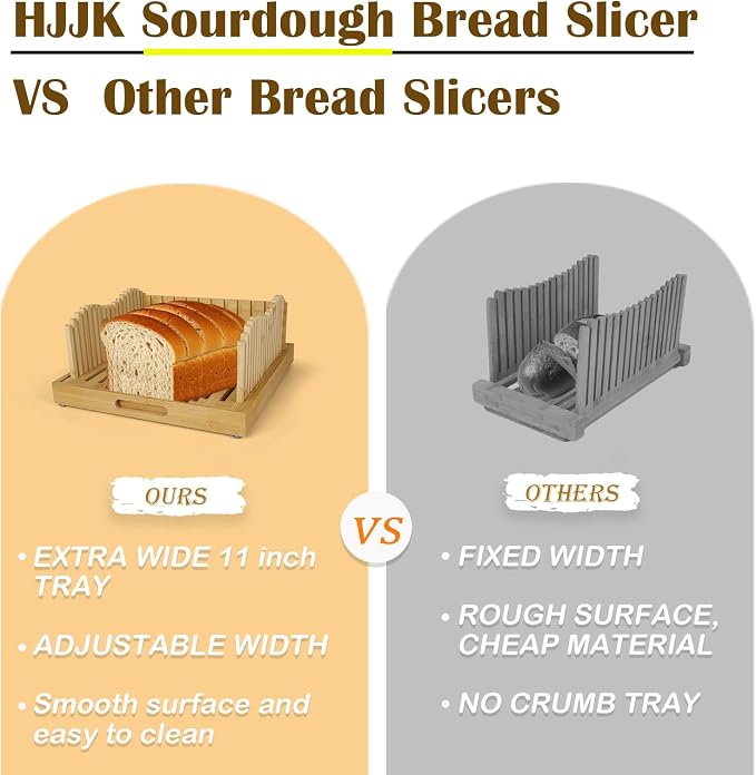 Bread Slicer for Sourdough Rounds, 11″ Adjustable,Large Wide Capacity, The ideal gift for baking experts(Natural color)