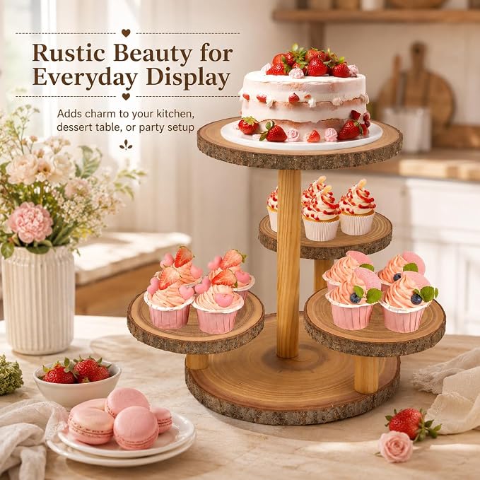 Cupcake Stand Display - Wood Dessert Cupcake Stand Party Wedding Cake Stand | 4 Tier Cupcake Stands for 50 Cupcakes, Cup Cake Tower Stand, Dessert Table Display Set Cake Stands for Birthday, Baby Shower