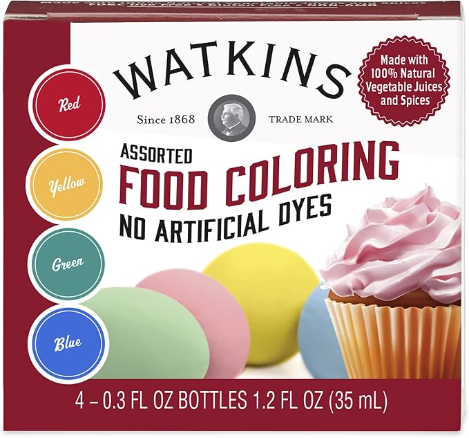 Watkins Assorted Food Coloring, 1 Each Red, Yellow, Green, Blue, 0.3 oz bottles, 4 Count (Pack of 2)