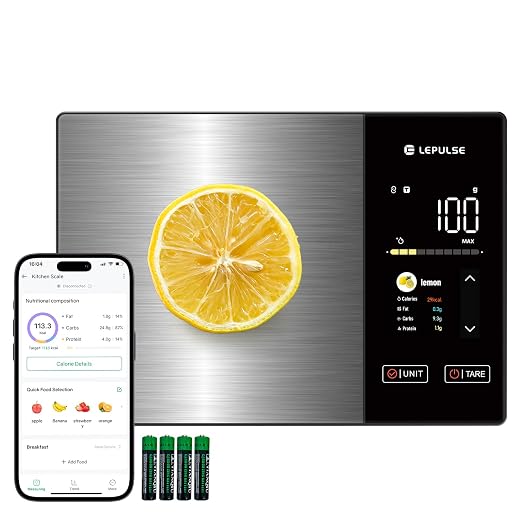 Smart Food Scale with Nutritional Calculator, Lepulse Digital Kitchen Scale, Free App with 24 Nutrients Tracking, Calorie, Fat, Carbs & Protein, Premium Stainless Steel, TFT Display, 11lb