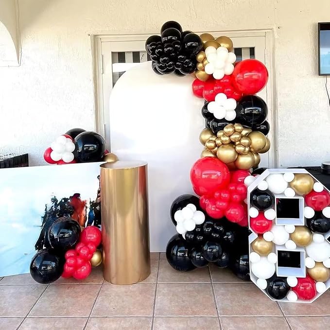 Red and Black Balloon Arch Kit, Black and Red Balloon Garland Kit, Red Black Latex Balloons Different Sizes 18/12/10/5 inch for Wedding Bridal Shower Birthday Bachelorette Graduation Party Decorations