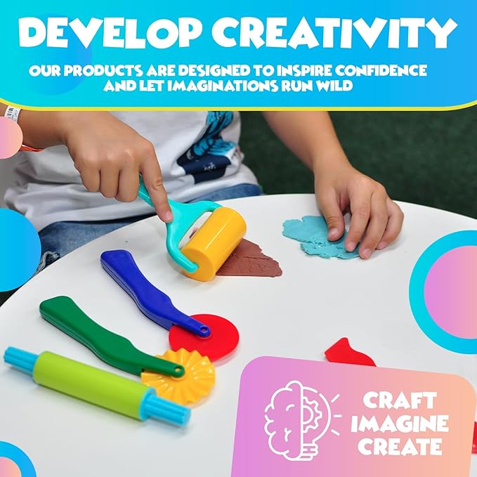 DIMROM Clay and Play Dough Tools Nine Piece Set - Ages 3 & Up (9pcs)
