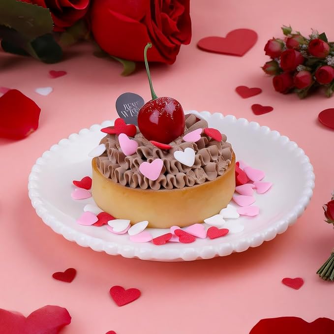 Heart Sprinkles For Cake Decorating, Red Pink and White Edible Heart Shaped Sprinkles, Christmas Valentines Sprinkle Candy for Baking, Ice Cream, Cookies, Cupcake Topper