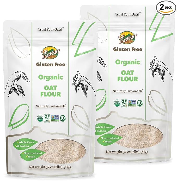GF Harvest Gluten Free Organic Whole Grain Oat Flour, 32 Ounce Bag, Pack of 2