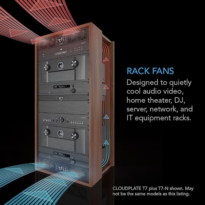 AC Infinity CLOUDPLATE T1-N, Rack Mount Fan Panel 1U, Intake Airflow, for Cooling AV, Home Theater, Network 19” Racks