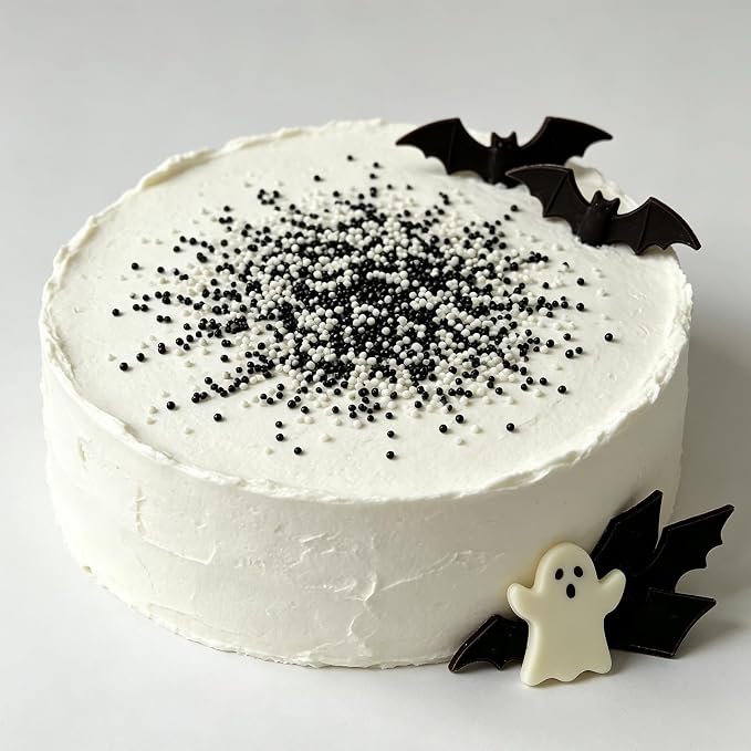 Homipooty White and Black Nonpareils Sprinkles Edible White and Black Pearl Sugar sprinkles 110g/3.88oz 2mm Mini Pearls for Cake Decorating Cupcake Topper and Cookie Ice Cream Halloween Christmas Supplies