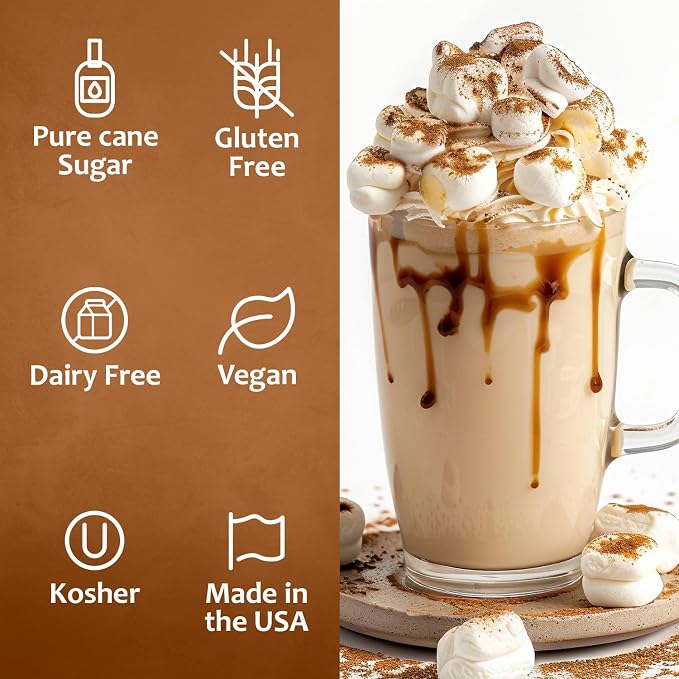 Syruvia Coffee Syrup, Toasted Marshmallow Flavored Syrup for Drinks, Lattes, and Desserts – 25.4 fl oz - with Pump