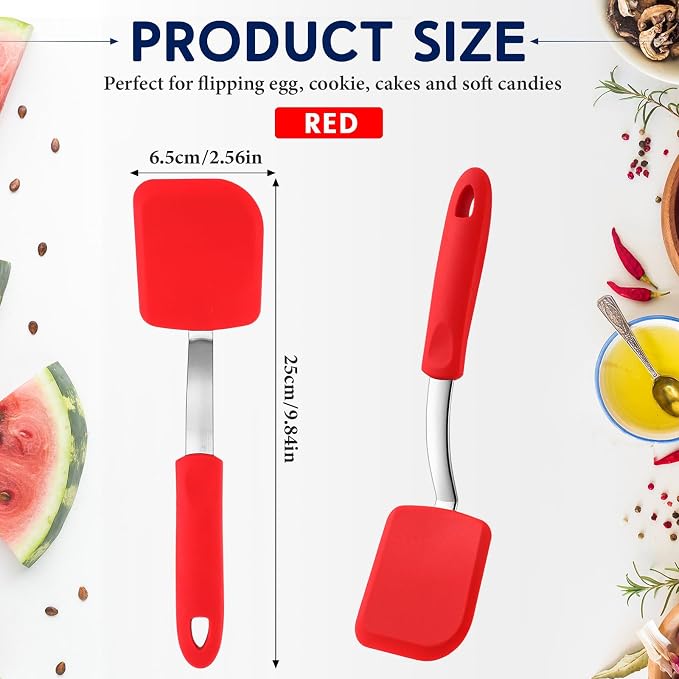 Small Silicone Spatula Flexible Silicone Cookie Spatula Heat Resistant Small Pancake Turner for Kitchen Use Nonstick Cookware No Scratch Cooking Flipper for Egg Pancake