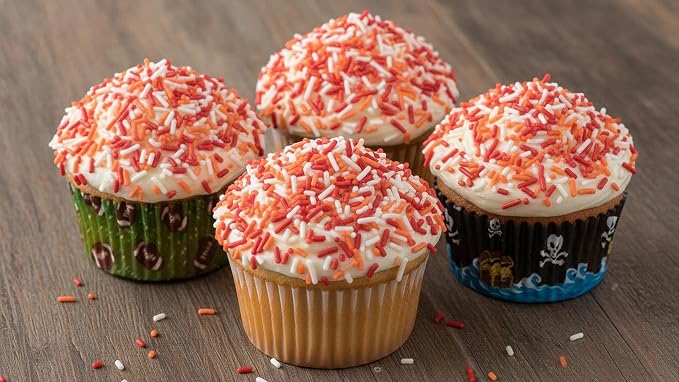 NCS Tampa Game Day Creamsicle Orange, Red, & White Jimmies Edible Sprinkles – Cupcake, Cake & Cookie Decorations, 7 oz