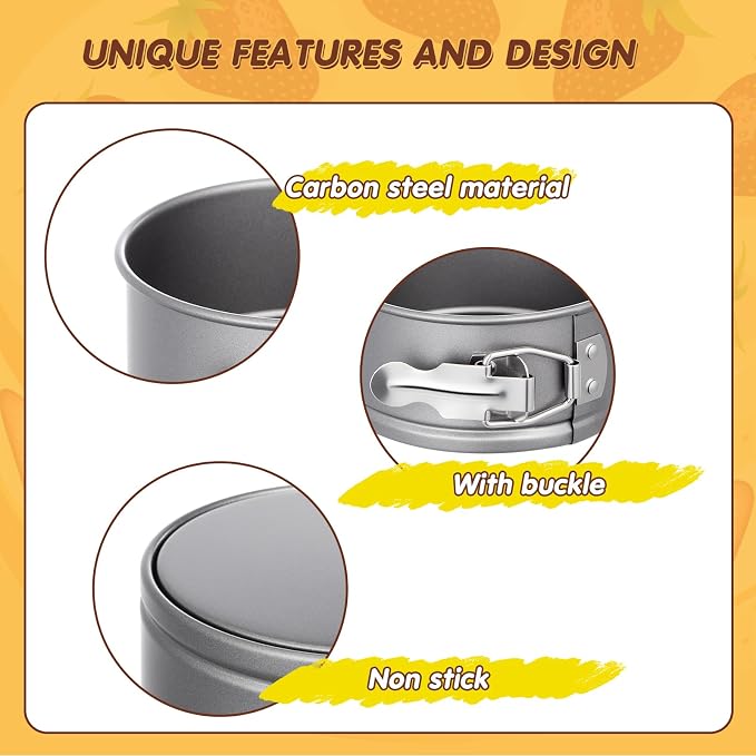 Sunnyray 25 Pcs 4 Inch Springform Pan for Baking Mini Cheesecake Pans with Removable Bottom Nonstick Leakproof Round Cake Mold Spring Form Molds for Mini Cheesecake Pizza and Quiches (Grey)