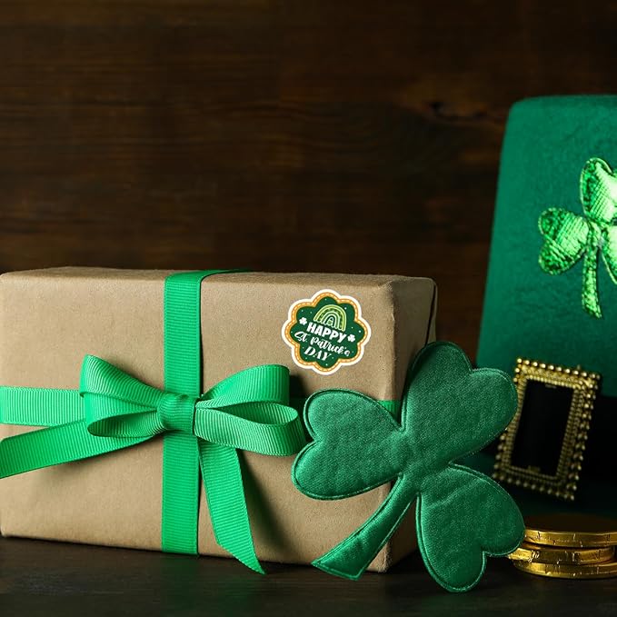 240 PCS Happy St. Patrick's Day Packaging Stickers,Clover Sticker for Small Business Envelopes Shipping Boxes Gift Packaging