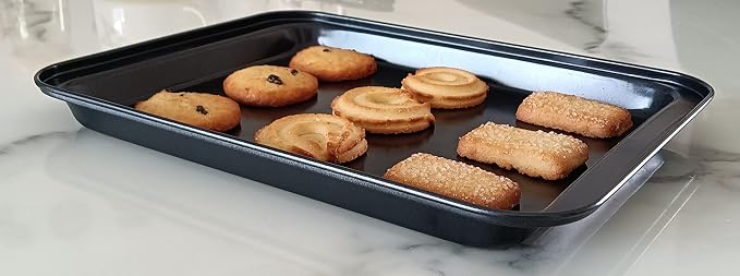 Small Baking Sheet Nonstick 9.45 X 7.09 Inch (Inner 7.5x6), 8 Inch Mini Cookie Tray Toaster Conventional Oven Pan No Warp No Rust Magnetic Bakeware for 1 to 2 person 2 Pack | Inner 7.5 X 6", Carbon Steel Mini Pan, 1- 2 Persons Use, Reheat Food, No Warp...