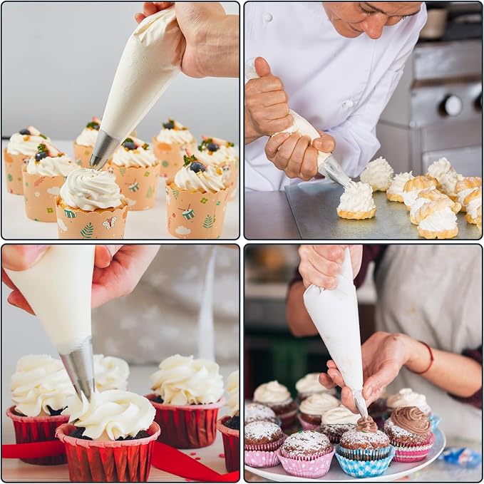 100 Pcs Disposable Piping Bags 12inch Anti Burst Pastry Bags Pastry Bag Pastry Crimpers Icing Piping Bags for Frosting Ideal for Cake Macarons Dessert Decorations Cookies Baking Cupcakes (Clear)
