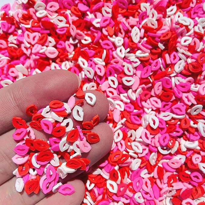 EHOPE 100G Fake Sprinkles Polymer Sprinkles Faux Sprinkles Resin Sprinkles Clay Sprinkles For Resin Fake Candy Sprinkles for Nail Art DIY Crafts Cake Phone Case (100G Hollow Lips)