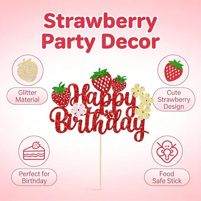 Happy Birthday Cake Topper Party Decorations for Kids Baby Showers, Themed Parties Happy Birthday Celebrations for Cake Decor Enthusiasts (Red1)