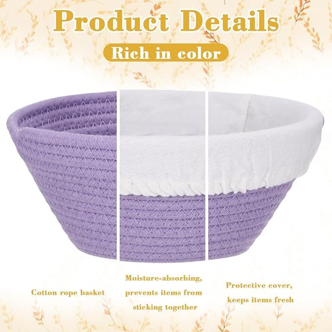 4 Pcs Round Banneton Bread Proofing Basket Set Cotton Rope Sourdough Bread Banneton Basket with Liners Covers for Baking Supplies(9 Inch)