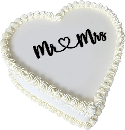 Mr and Mrs Cake Topper – Acrylic Wedding Cake Topper for Bride and Groom, Engagement, Bridal Shower or Just Married Decorations, Elegant Mr & Mrs Sign for Cake (black)