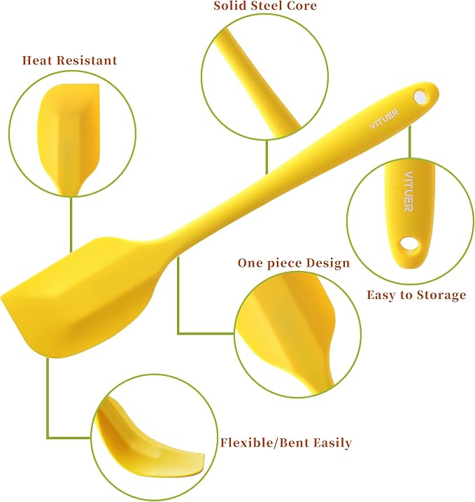 5PCS Silicone Rubber Spatula Set, VITUER Food Grade BPA-Free Spatulas for kitchen Use, Heat Resistant Spatula for Cooking & Baking, Dishwasher Safe