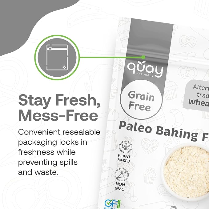 Quay Naturals Grain Free All Purpose Baking Flour – Soft & Fluffy Texture, Gluten Free, Paleo Friendly, 16oz (1 lb)