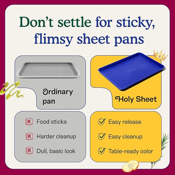 Great Jones Holy Sheet Pan (Blueberry) | Nonstick, Half-Sheet Pan | Aluminized Steel, 18.5" x 13.5" | for Baking, Roasting, & Broiling | Premium Bakeware with Even Heat Distribution | Dishwasher-Safe