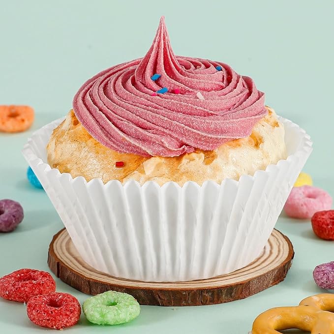 Caperci 300pcs Standard White Cupcake Liners for Baking - Odorless Greaseproof Paper Muffin Baking Cups for Wedding Birthday Party Baby Shower Festivals (White)