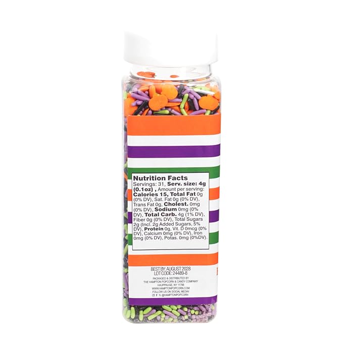 Pumpkins & Green, Purple and Black Sprinkles Mix 4.4 oz, Halloween Sprinkles For Cake Decorating, Baking, Ice Cream & More, The Hampton Candy Company