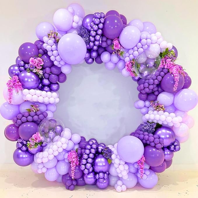 120pcs Purple Balloons, 18 12 10 5 inch Purple Balloons Different Sizes Balloon Arch Kit for Birthday Wedding Baby Shower Party Decorations
