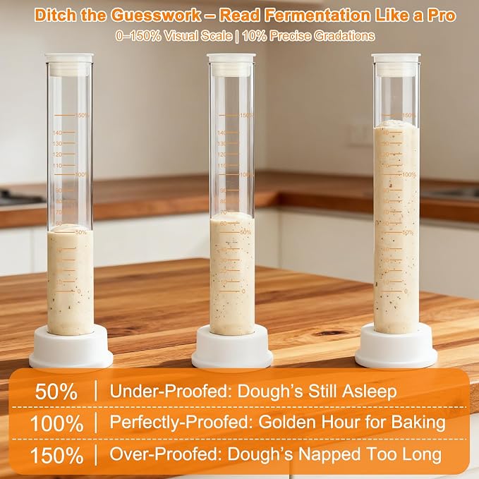 Sourdough Aliquot Jar Kit - 10 Inch Glass Rise Measuring Tube, Pump, Silicone Base & Cleaning Brush, Precision Dough Fermentation Tracker