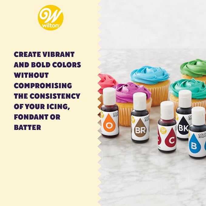 Wilton Color Right Performance Food Coloring, Ultra-Concentrated Liquid Gel Colors for Icing, Fondant & Cake Batter, 8-Count Pack