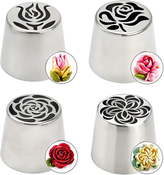 Extra Large Russian Piping Tips Stainless Steel Icing Tips Set for Buttercream Roses 3D Floral Designs Baker Tools for Wedding Birthday Cakes Cupcakes Cookies (Extra Large Russian Piping Tips 2)