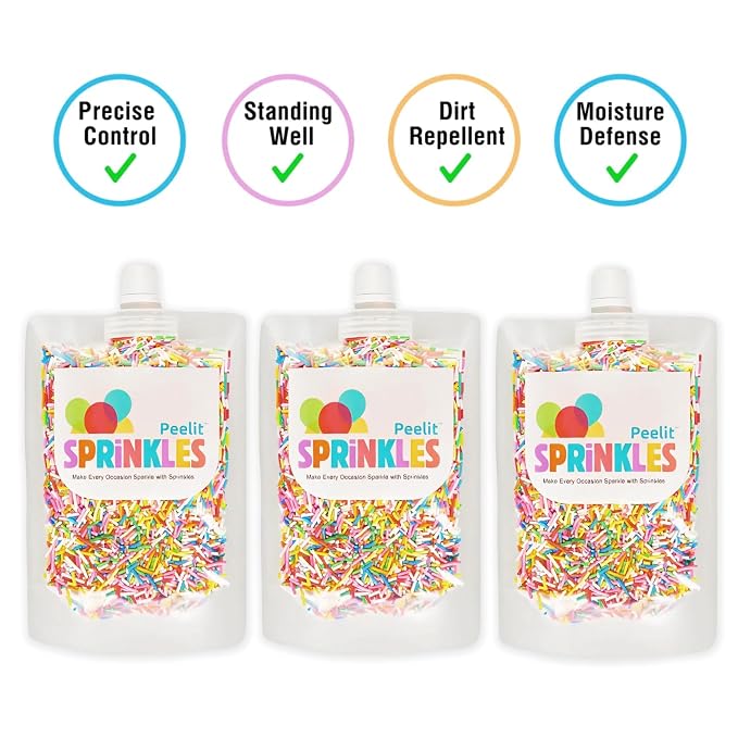 Peelit Rainbow Sprinkles Mix, 6oz | Edible Glitter Jimmies, For Cakes, Cupcakes & Cookies, Non-Melting Vibrant Colors, Resealable Bag