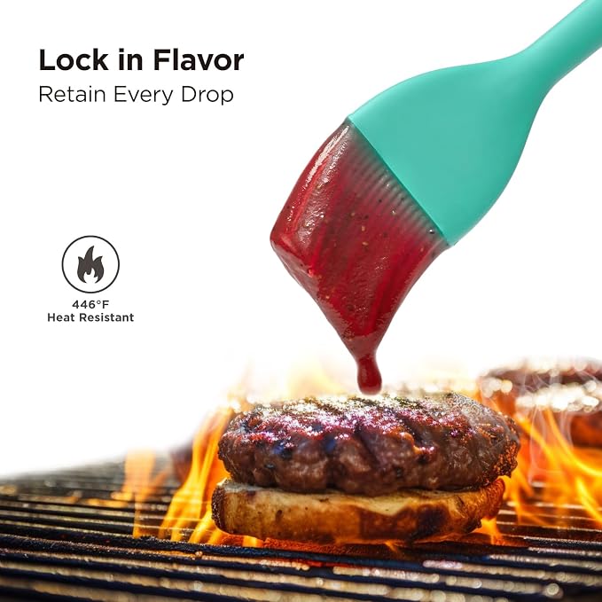 Kitchen Mama WaltzGrip Platinum Silicone Basting Pastry Brush, Teal | Set of 2, Heat-Resistant, For Cooking, Baking, Grilling, Barbecue, Dishwasher-Safe, For Spreading Oil, Butter, Egg