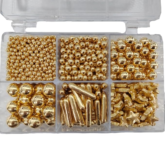 Homankit Gold Pearl Sprinkles for Cake Decorating, Gold Star Sugar Sprinkles for Cake Decorations Baking Cupcake Toppers Ice Cream Toppings and Cookie Decorating Wedding Party Christmas Supplies