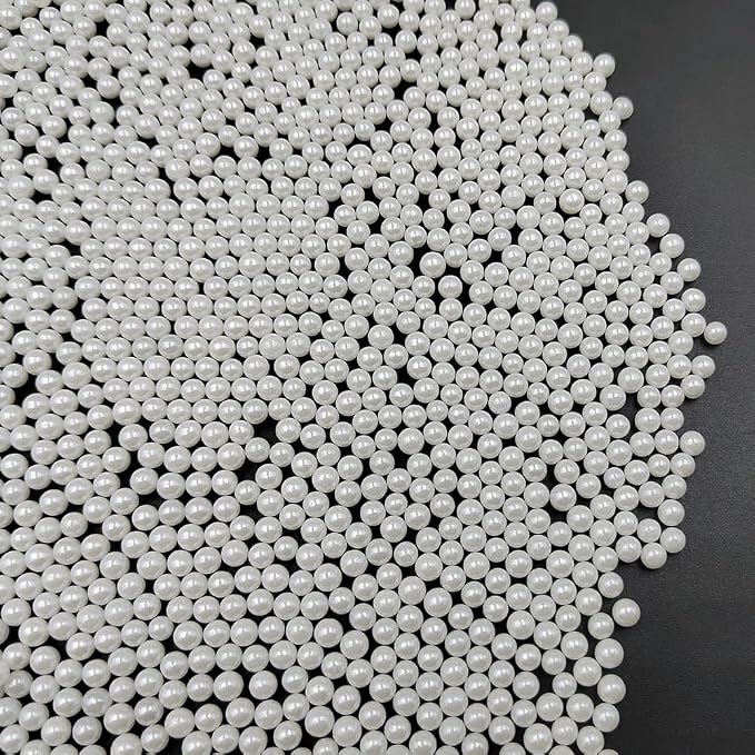 Homankit White Pearl Sprinkles Edible Pearls for Cake Decorating, 4mm 120g/4.23OZ Sugar Pearl Cake Decorations for Baking Cookie Cupcake Toppers Ice Cream Toppings Birthday Wedding Supplies