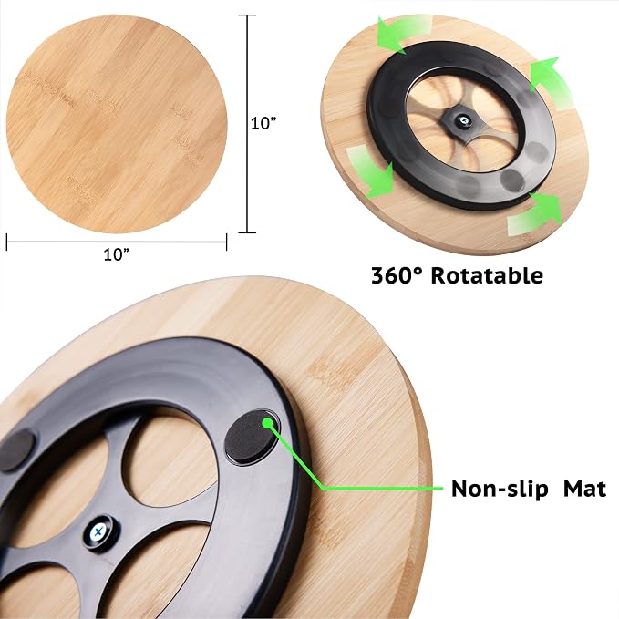 10 Inch Bamboo Lazy Susan Organizer Turntable for Kitchen Cabinet Table Refrigerator Lazy Susans Spice Rack for Pantry Countertop Organization
