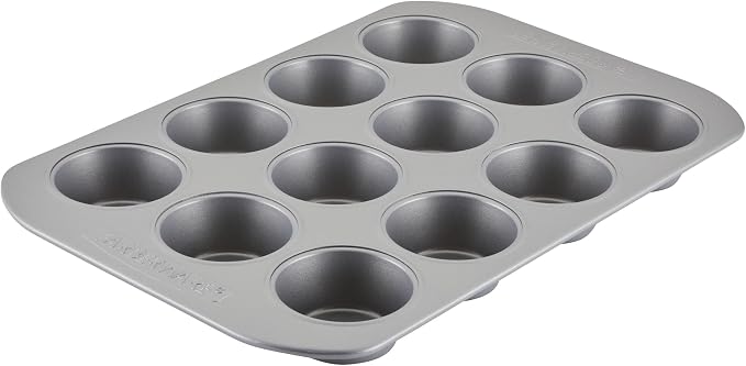 Farberware Bakeware Nonstick Muffin Pan, 12-Cup, Cupcake Baking Pan, Gray