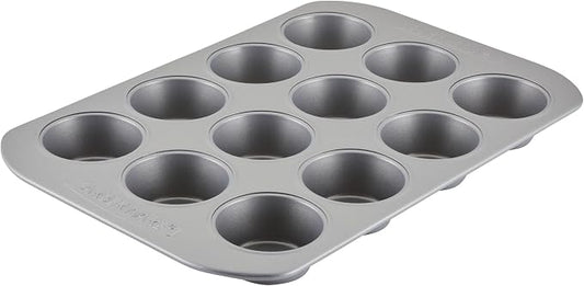 Farberware Bakeware Nonstick Muffin Pan, 12-Cup, Cupcake Baking Pan, Gray