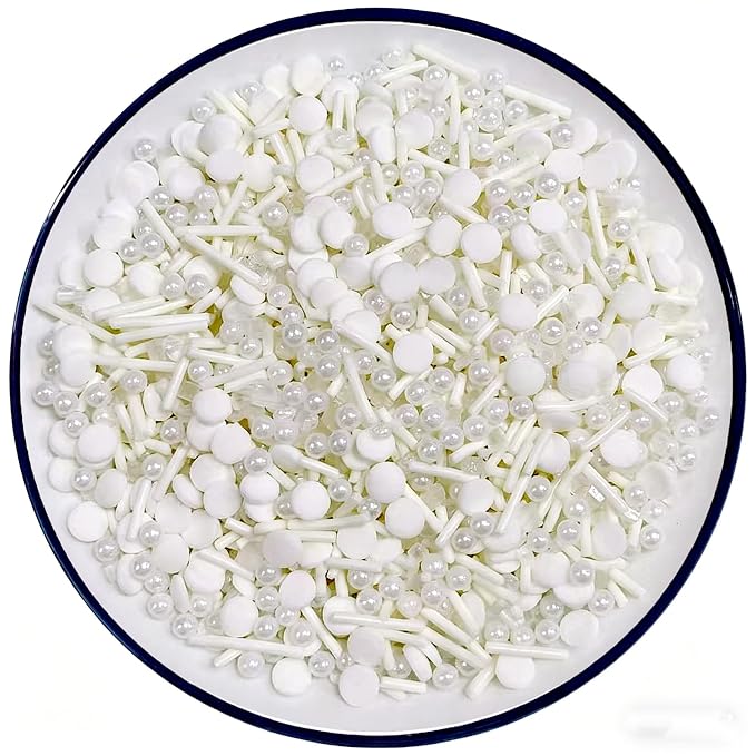 Sentovac White Sprinkles Edible White Round Confetti Jimmies Pearls for Cake Decorating Candy Cupcake Cookie Baking Donuts Ice Cream Dessert Vanlentine Wedding Birthday Day Decorations