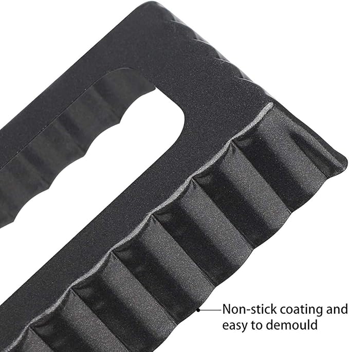 6Pcs Mini Tart Pan 4-Inch with Removable Bottom, Non Stick Carbon Steel Miniature Cupcake Molds Baking Pan for Pies, Cheese Cakes, Desserts, Quiche Pan (Rectangle) | Non Stick, Carbon Steel, For Pies, Cheese Cakes, Desserts