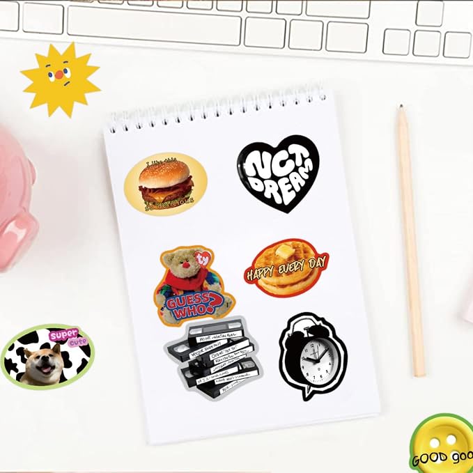 60PCS Sweet Retro America Stickers Yellow Bread Aesthetic Waterproof Vinyl Decals 2 Inch for Journals Scrapbooks Laptops Water Bottles (Sweet)